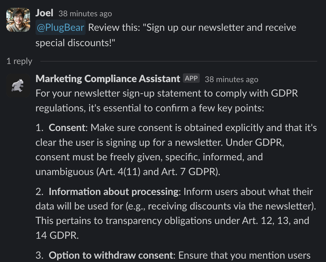 Connecting a Compliance Review Assistant into Your Team